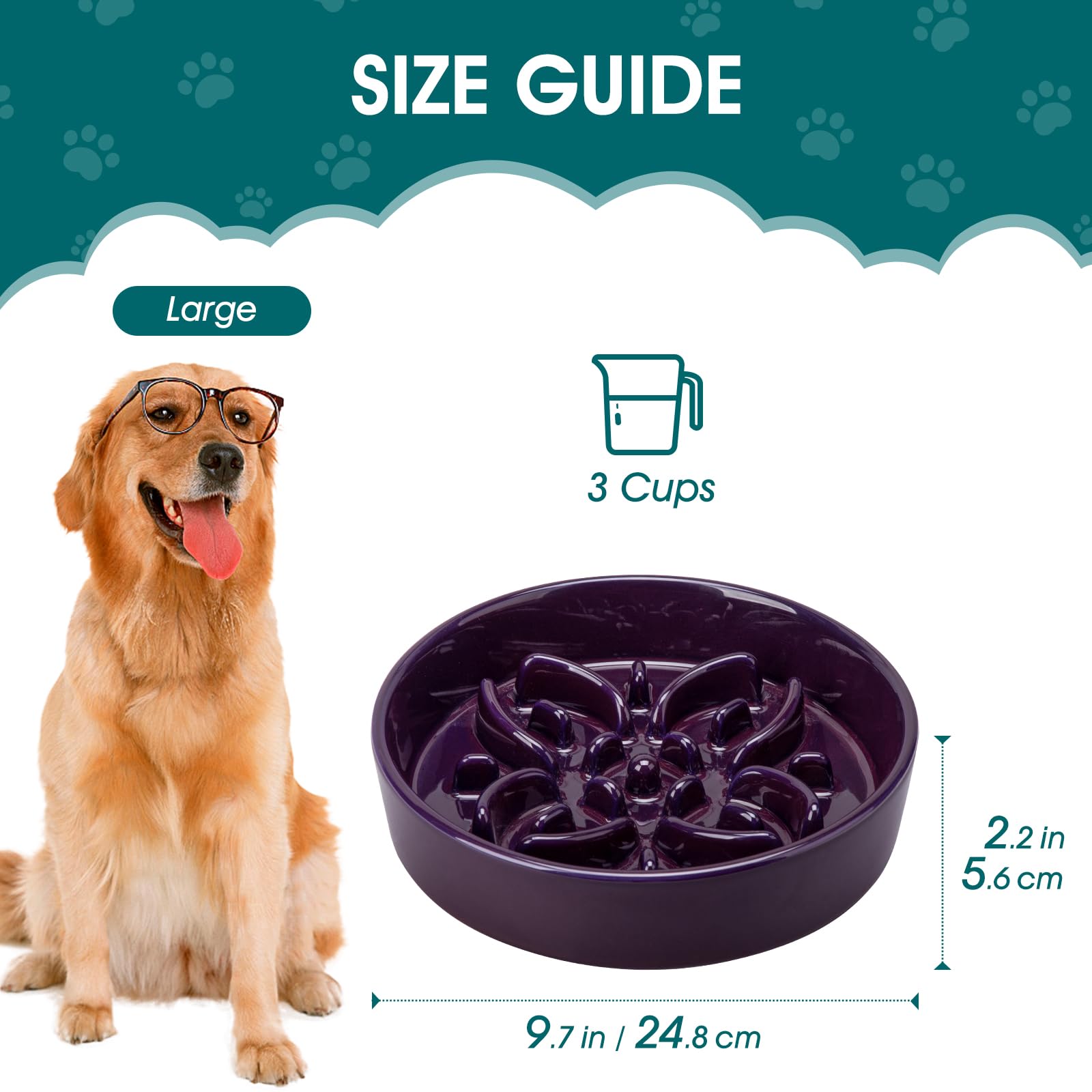 Vancasso large dog bowl with 3-cup capacity for everyday portions.