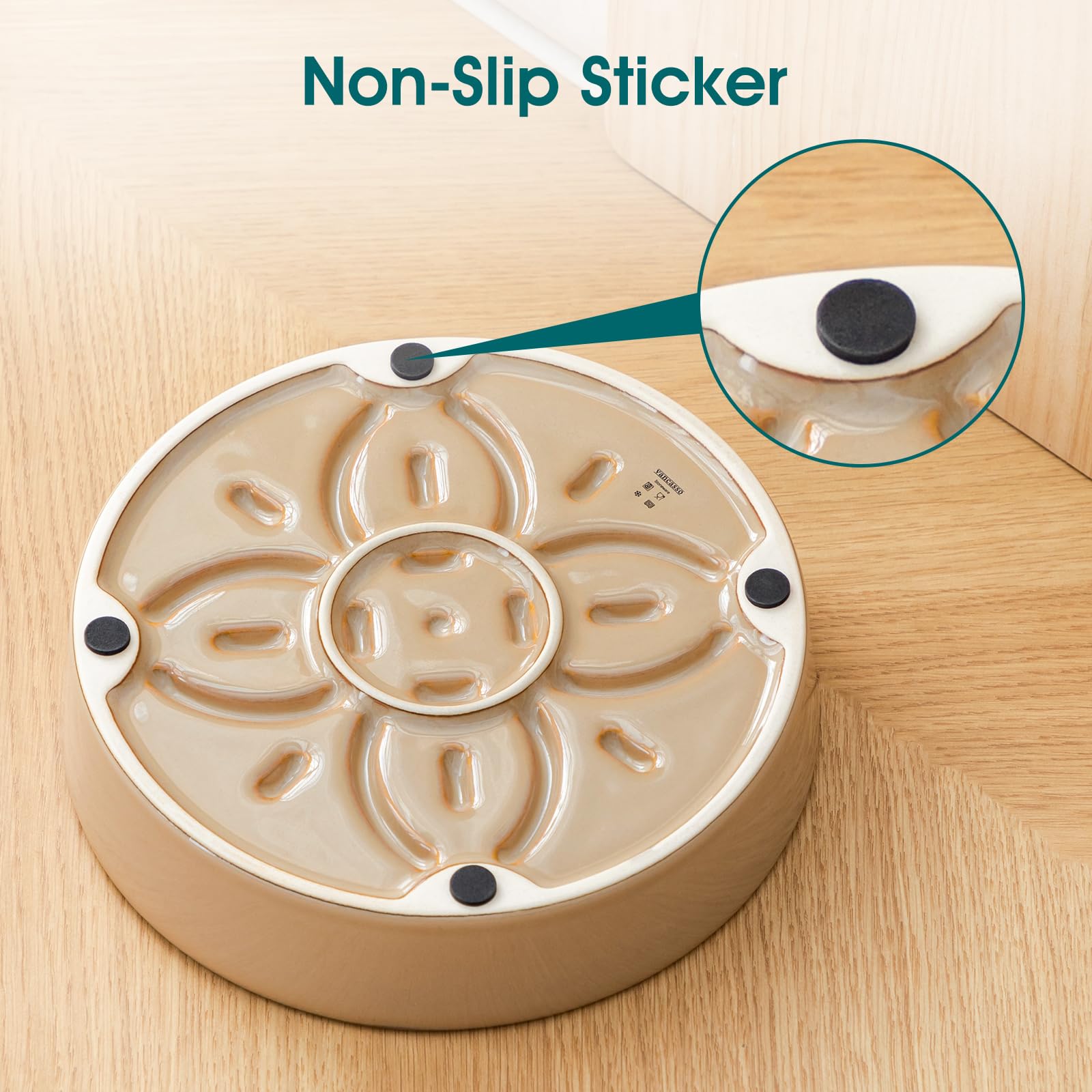 Vancasso compact midsize-dog bowl fits 1.5 cups of food or water.