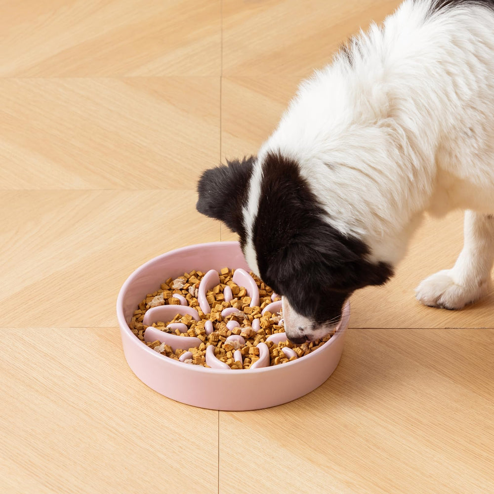 Vancasso pink closeup mealtime image shows stable, secure feeding on a non-slip surface