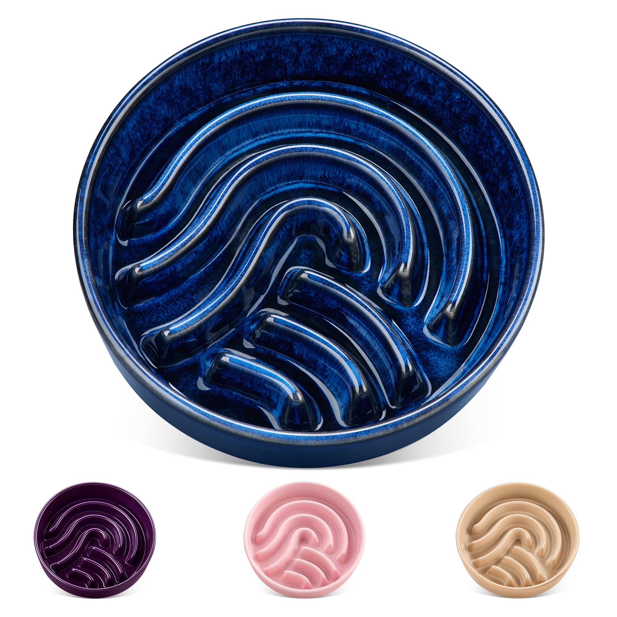 vancasso slow feeder bowl blue maze design encourages slower eating
