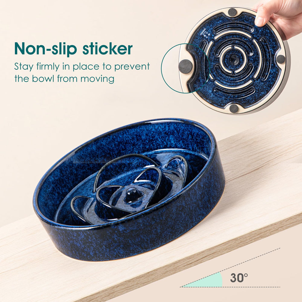 Vancasso slow feeder bowl diameter 6.25 inches suited for small pets blue