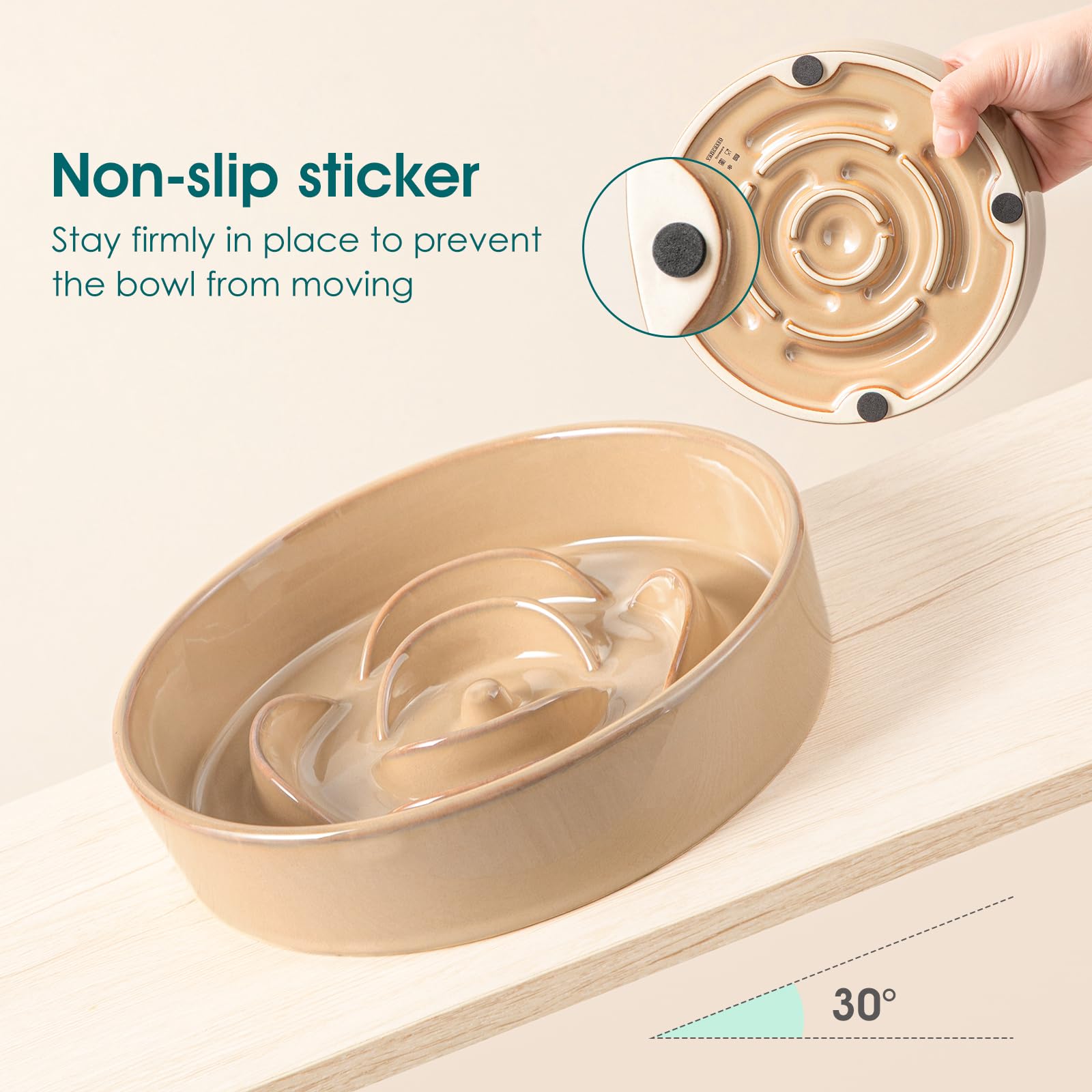 vancasso slow feeder bowl easy clean surface resists stains