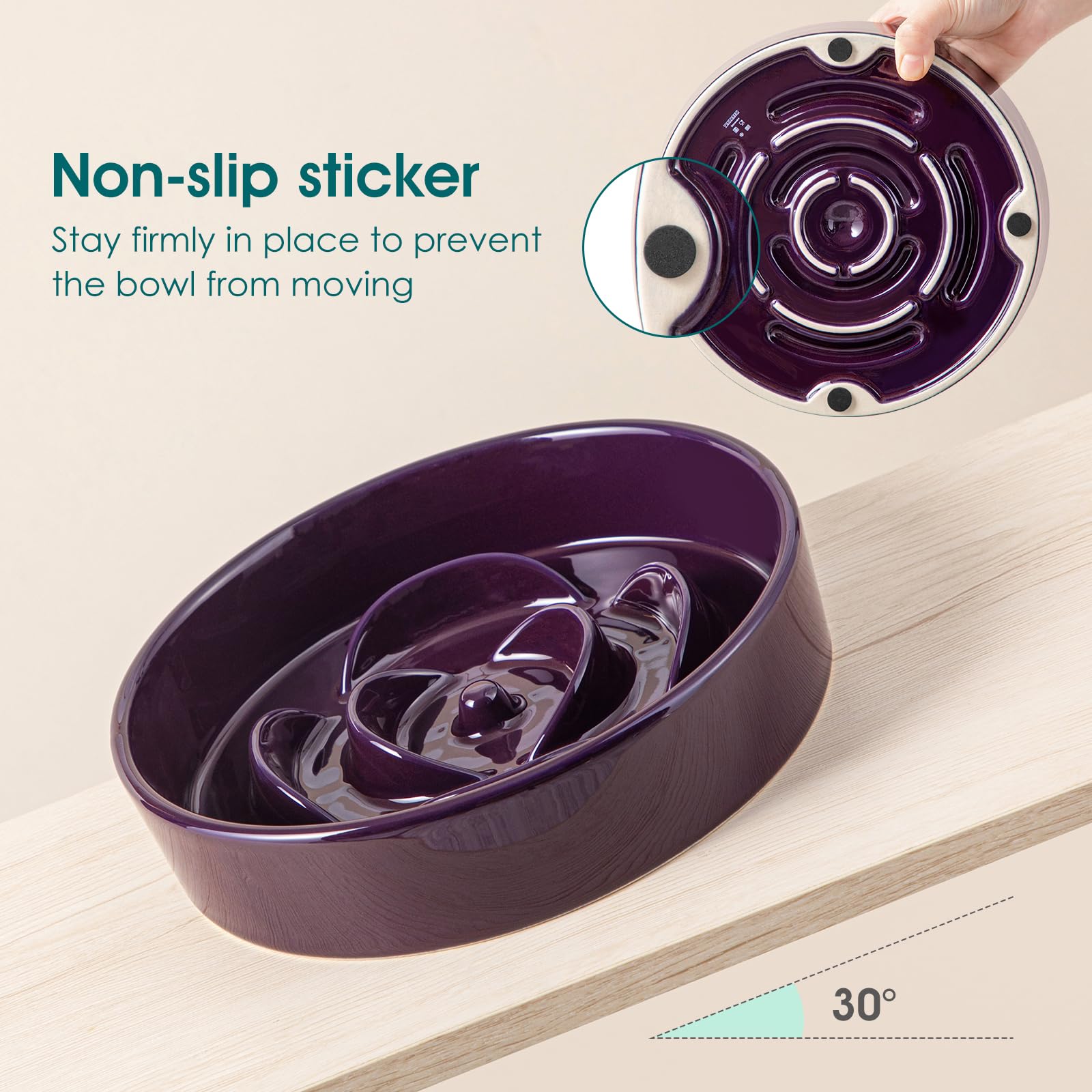Vancasso slow-feeder bowl face-clean glaze reduces chin stains in daily use.