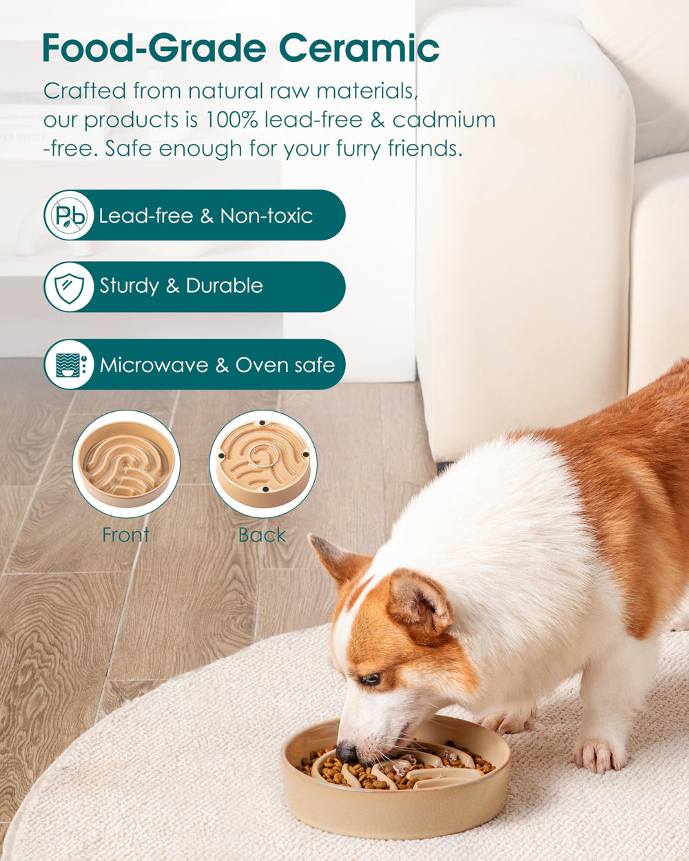 Vancasso bowl with non-slip base helps prevent spills during meals.