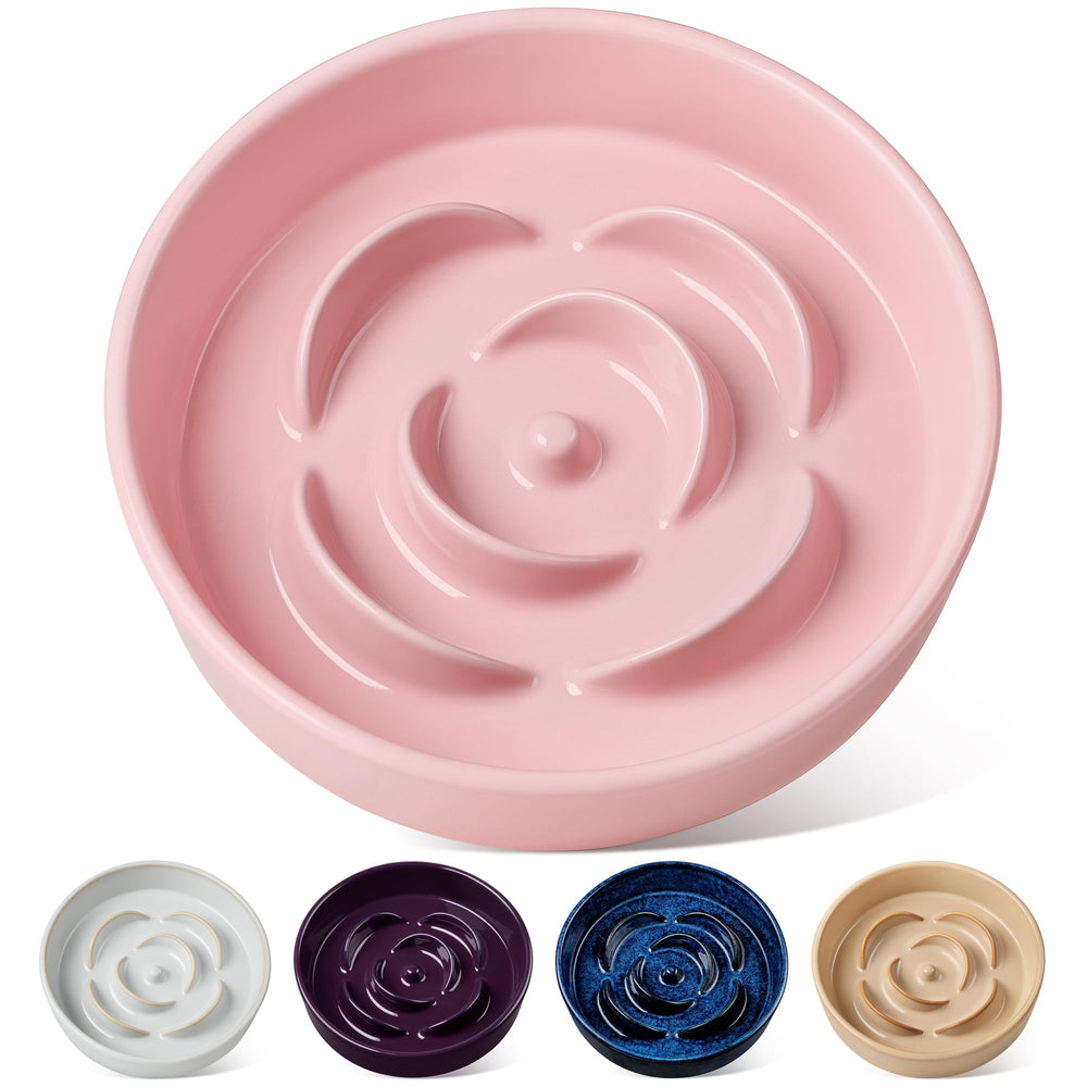 Vancasso slow feeder bowl pink main image shows 3-cup capacity for slower meals