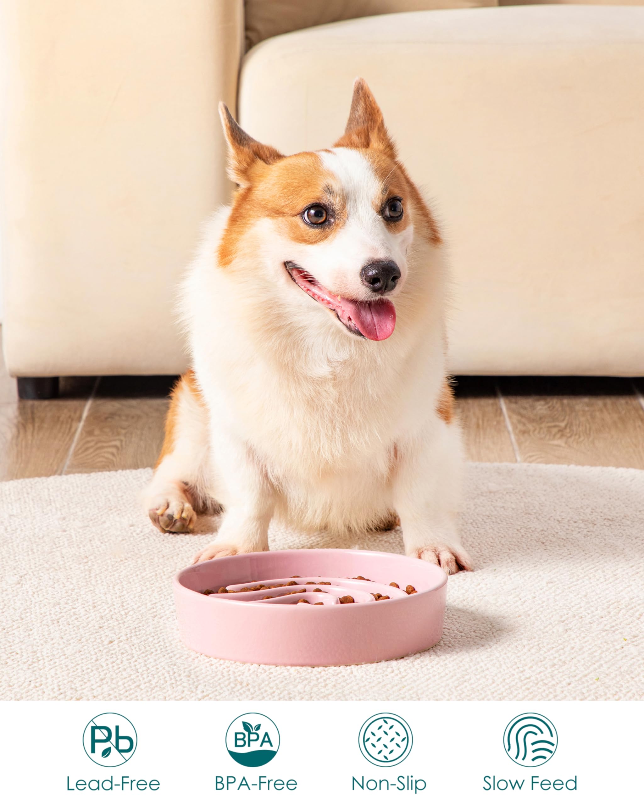 Vancasso weighted base and non-slip pads prevent tipping during vigorous eating.