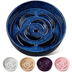 vancasso slow feeder dog bowl blue side view highlights durable ceramic design for large breeds