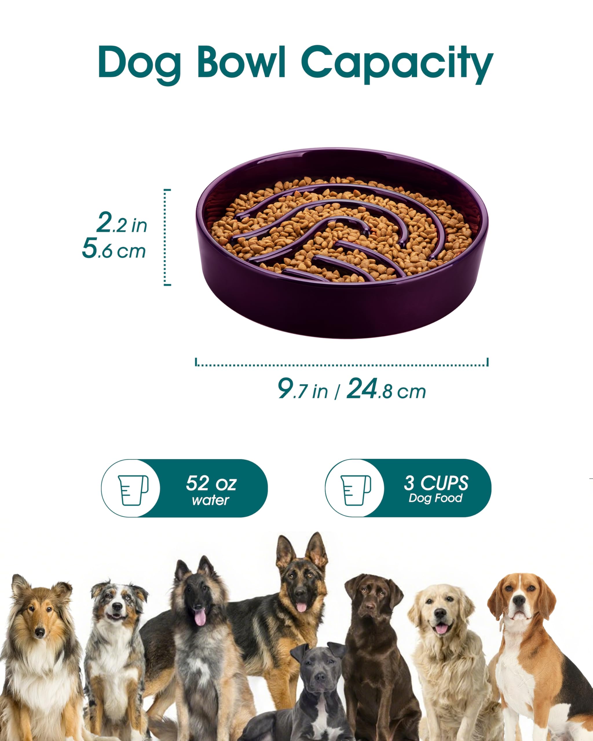 Vancasso slow feeder bowl ceramic construction provides durable, hygienic feeding surface