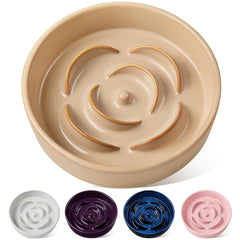 Vancasso slow feeder dog bowl ceramic khaki slows meals for large dogs.