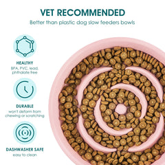Vancasso slow feeder dog bowl ceramic-material focus underlines non-porous surface for easy cleaning.