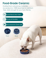 Vancasso glazed ceramic slow feeder bowl is dishwasher safe and easy to clean
