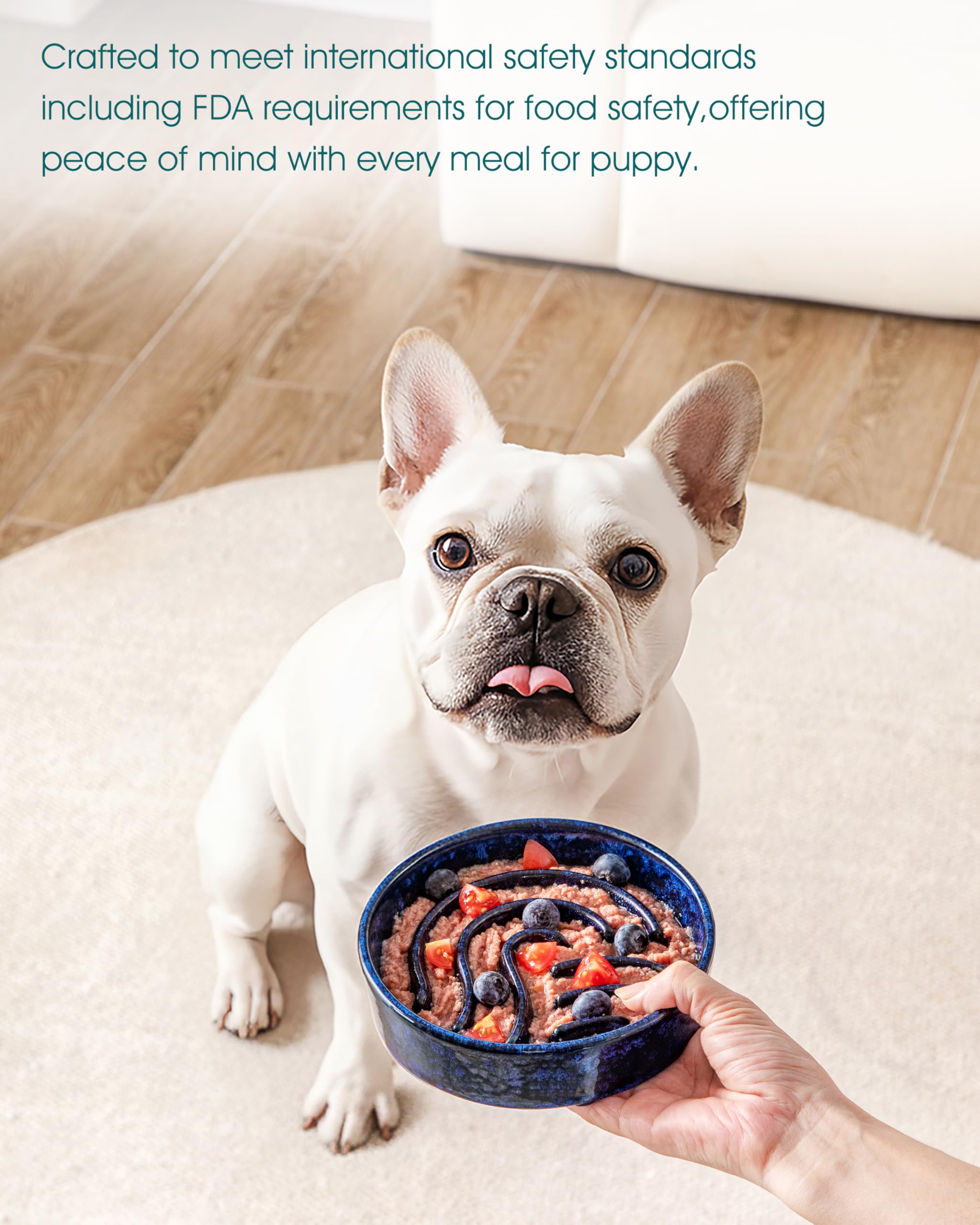 Vancasso weighted base design keeps bowl stable during enthusiastic meals