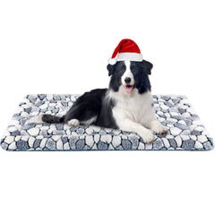 VANKEAN dog crate pad in grey stone pattern provides cozy crate comfort.