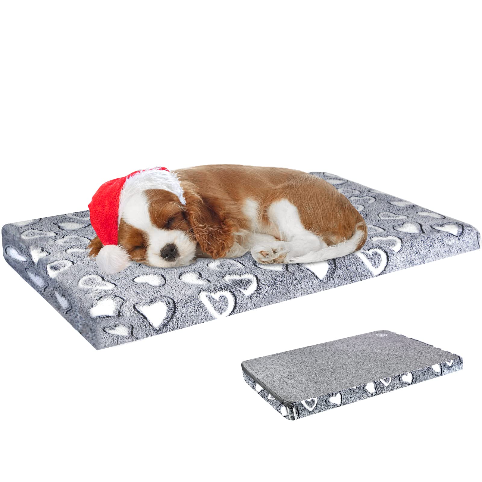 VANKEAN reversible dog bed mat gray plush side for cozy warmth in crates.