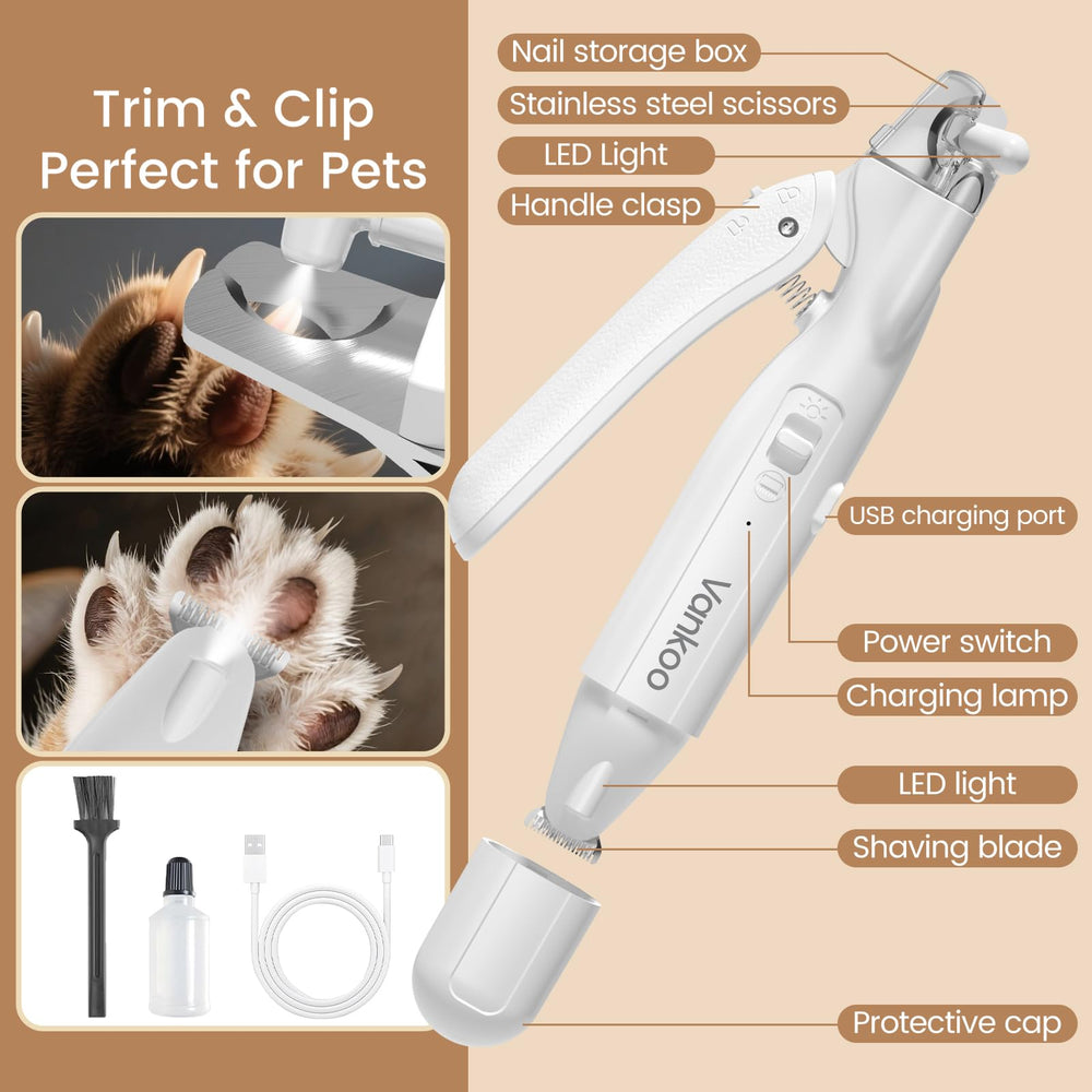 Vankoo paw trimmer closeup showing safe grooming around paws