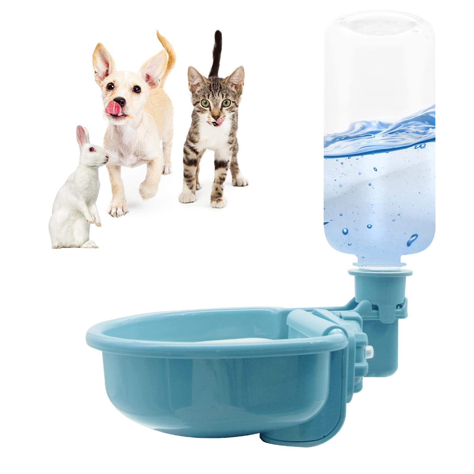 Vannon 16oz pet water bottle outside cage for easy refilling and mess-free setup.