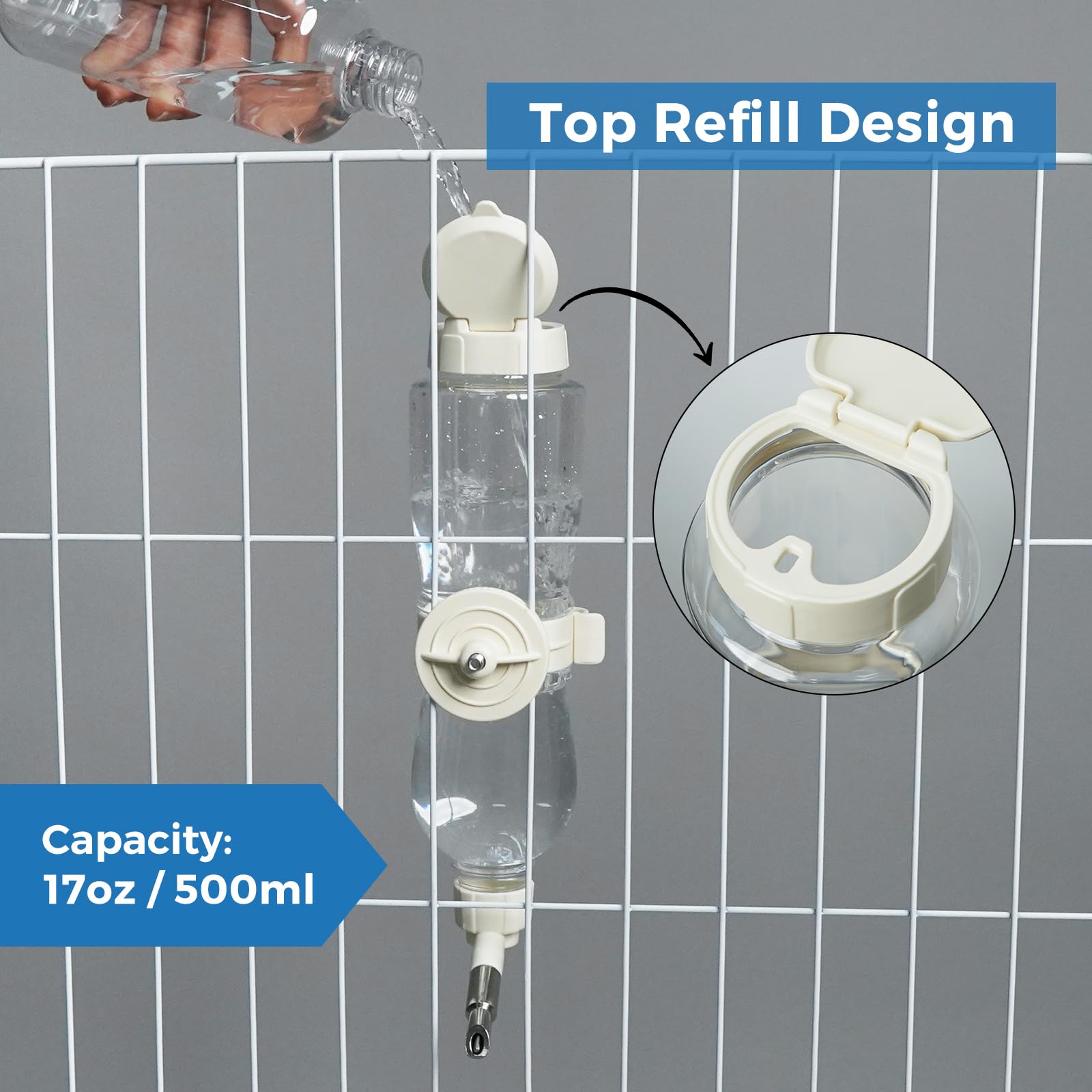 Vannon detachable knob adjusts nozzle position for inside or outside cage