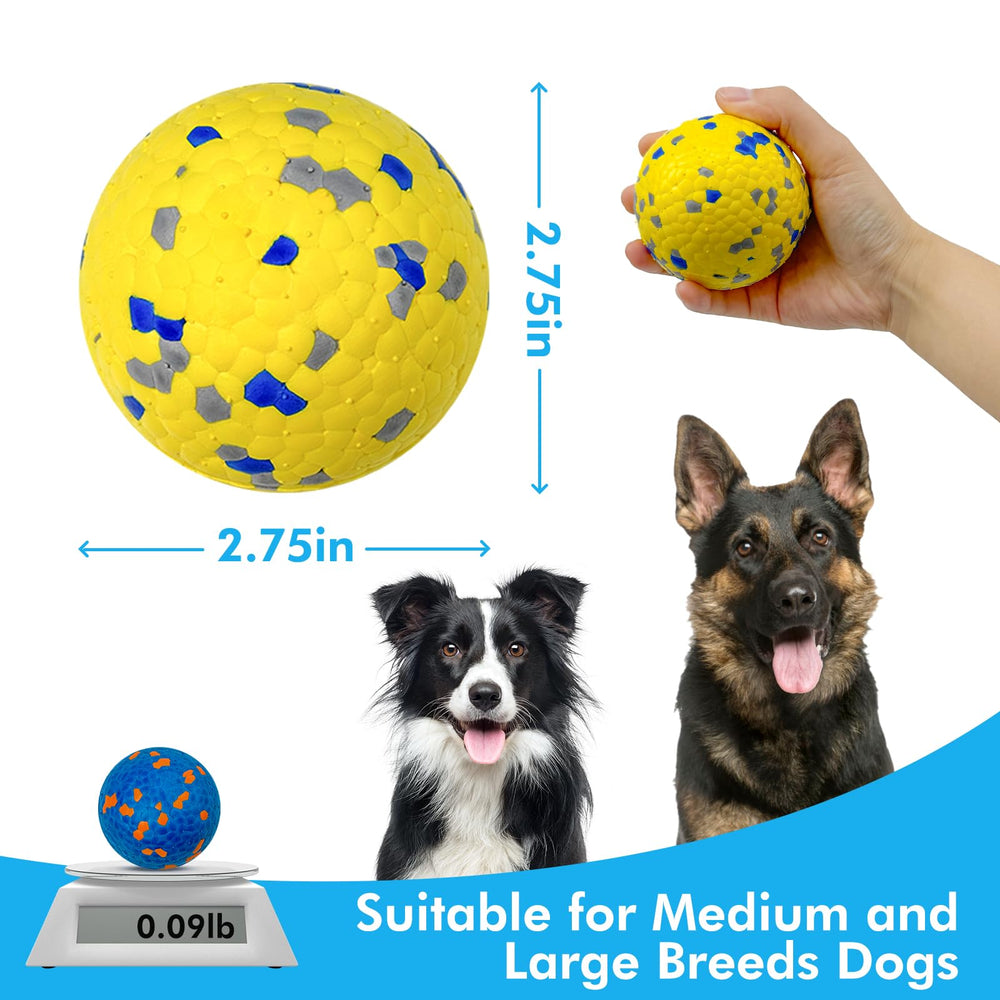 Vannon dog balls blue yellow for high visibility during outdoor play.