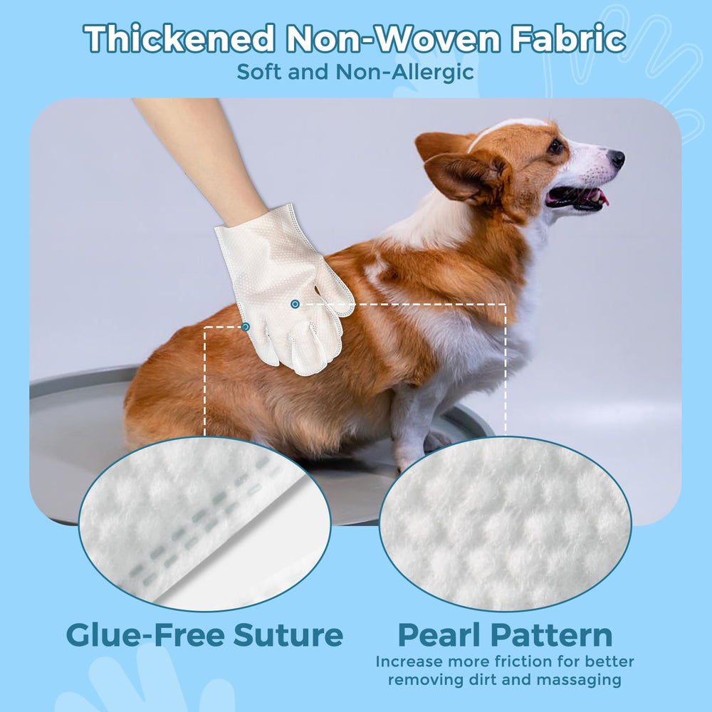 Vannon gentle on paws, faces, and sensitive areas with glove wipes.