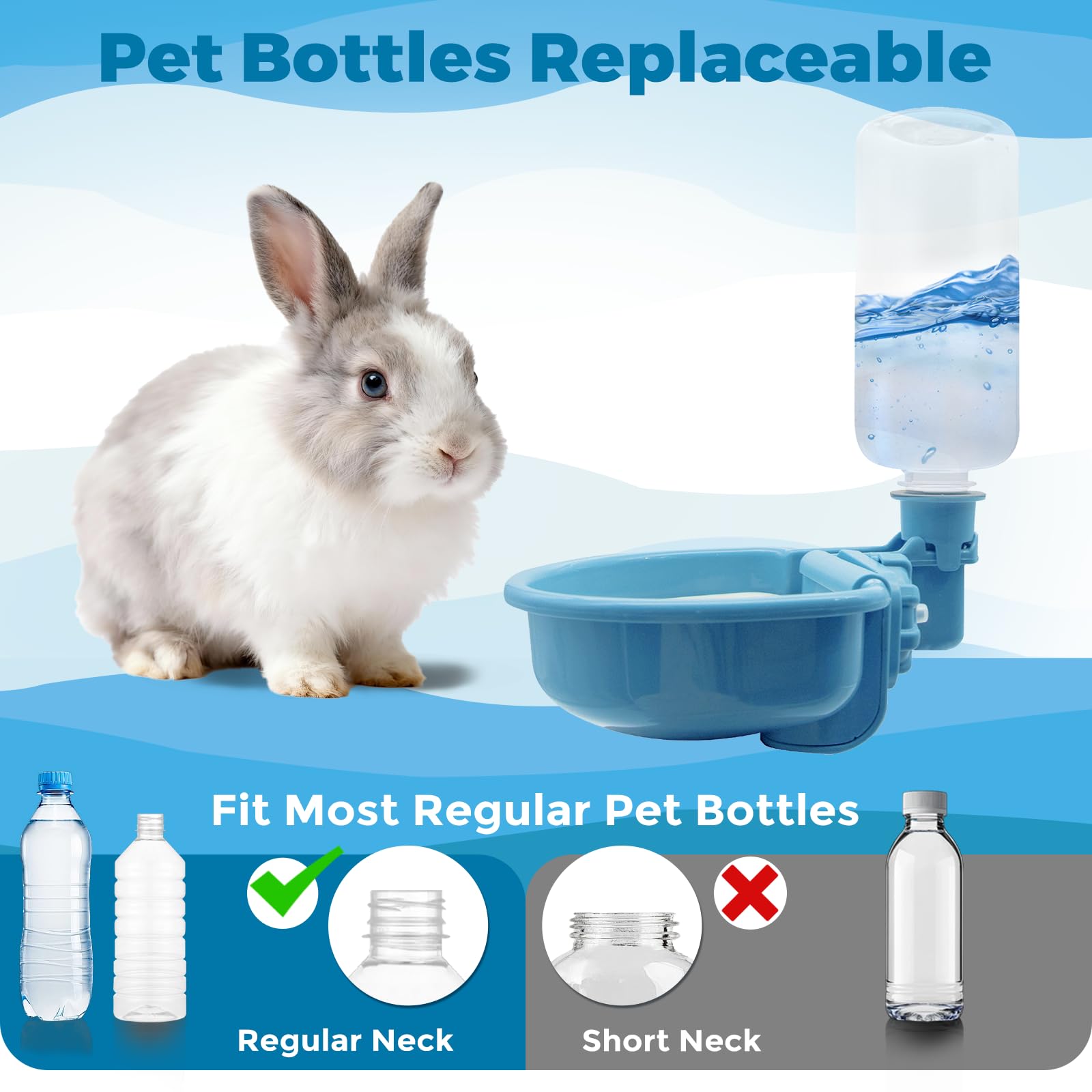 Vannon gravity water bottle demonstrates auto-flow hydration in cages.