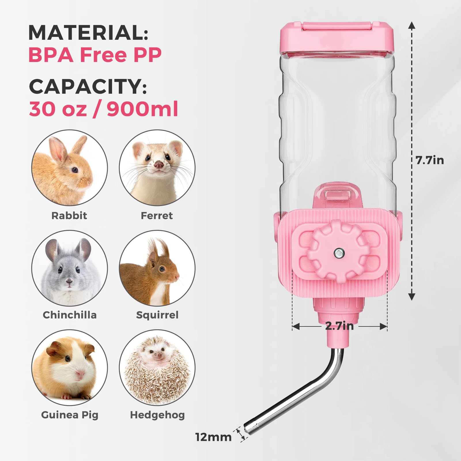 30 oz / 900 ml capacity supports longer hydration between refills
