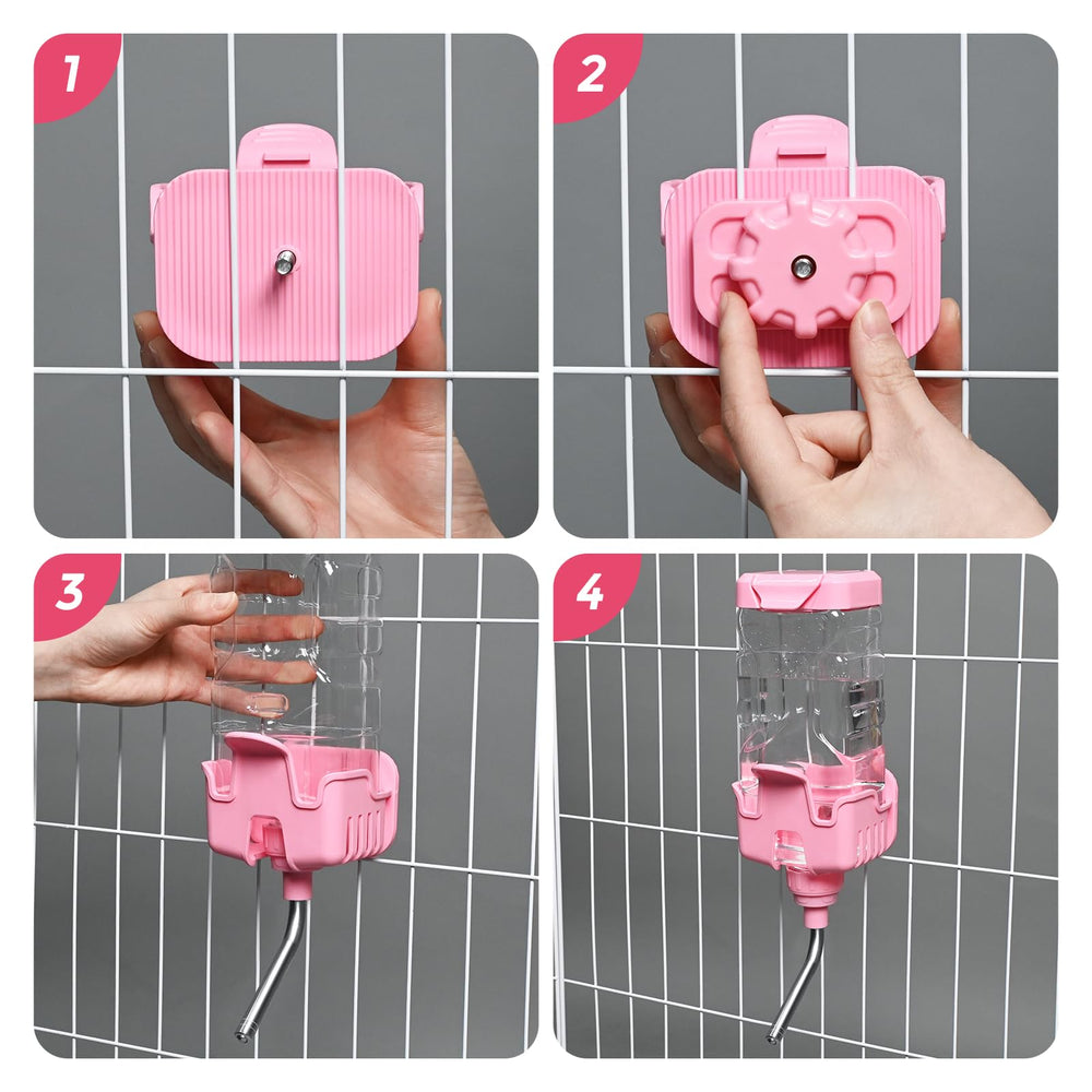 Double splints secure the bottle for stable placement in cages