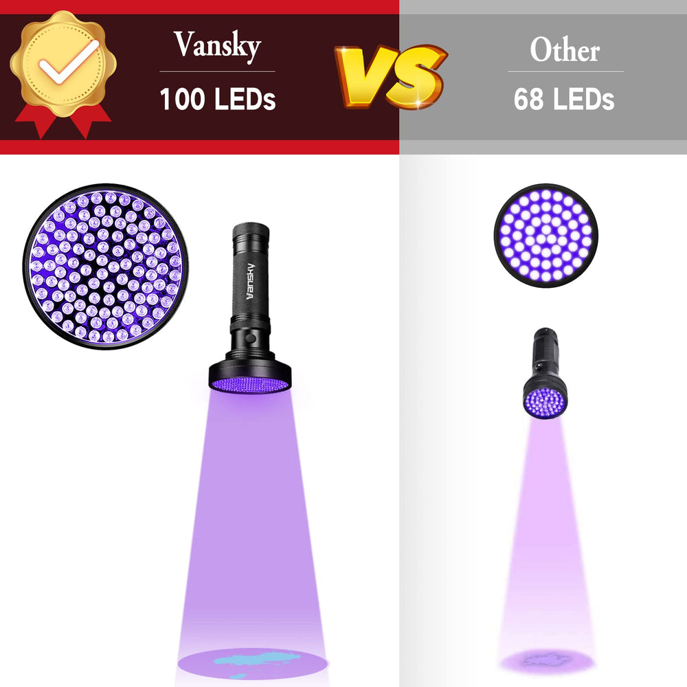 Vansky carpet-stain-detection reveals food and dirt marks beneath surface.