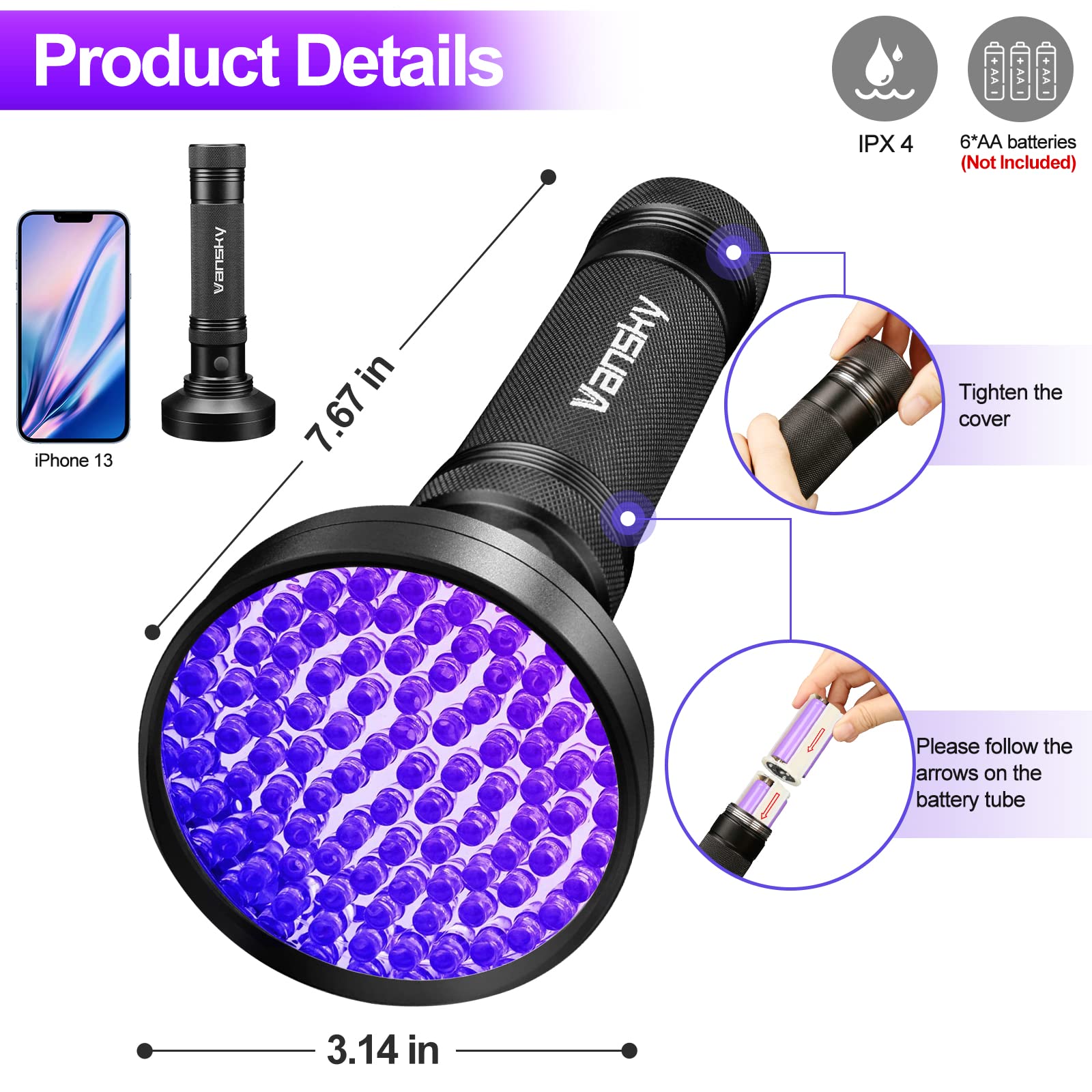 Vansky military-grade-aluminum body resists drops and wear.