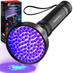 Vansky UV flashlight 100-led 395nm highlights hidden stains for quick cleaning.