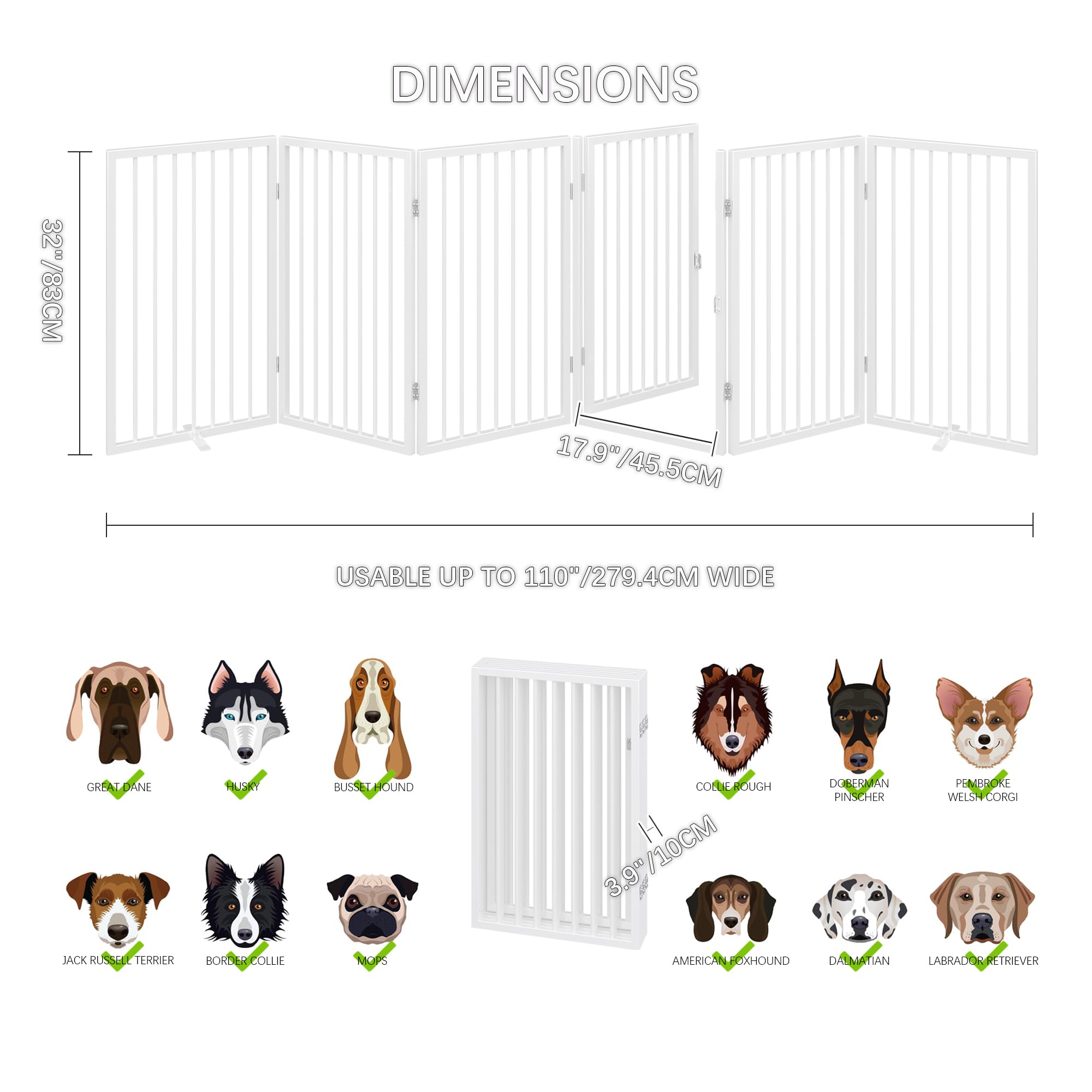 Vantas folding pet gate door feature enables easy access between rooms