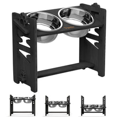 Vantic elevated dog bowls tool-free assembly with a durable bamboo frame.