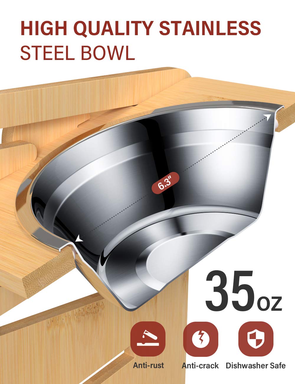 Vantic raised bowls easy-assembly with screws for stable setup.