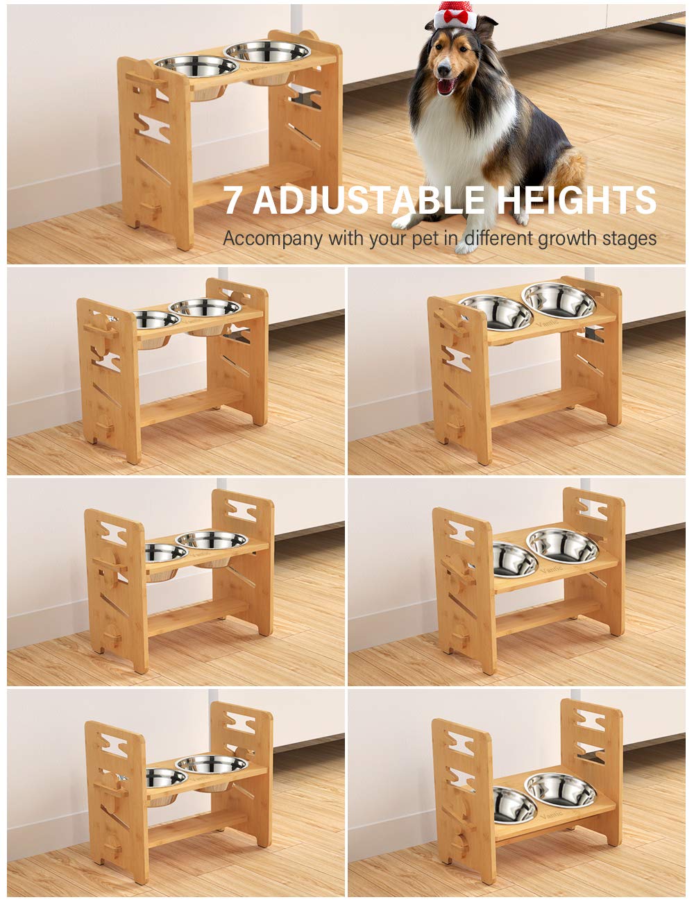 Vantic elevated dog bowls foldable design for compact storage and travel.