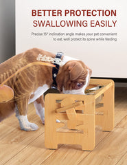 Vantic elevated dog bowls crafted from bamboo feel sturdy and natural.