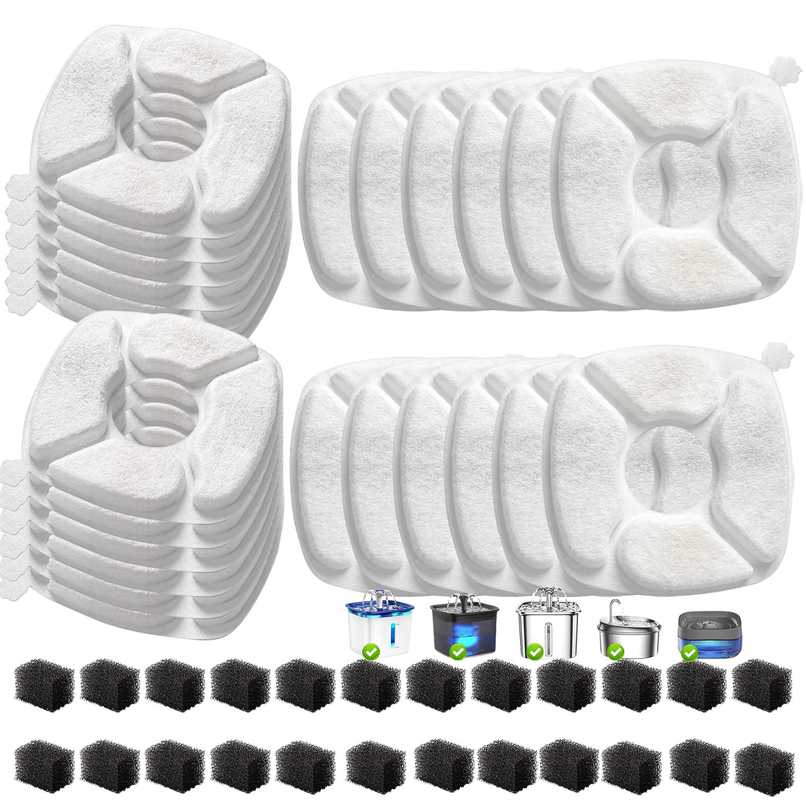 Vanve 48-pcs cat fountain filters and sponges bundle delivers clean water hassle-free.