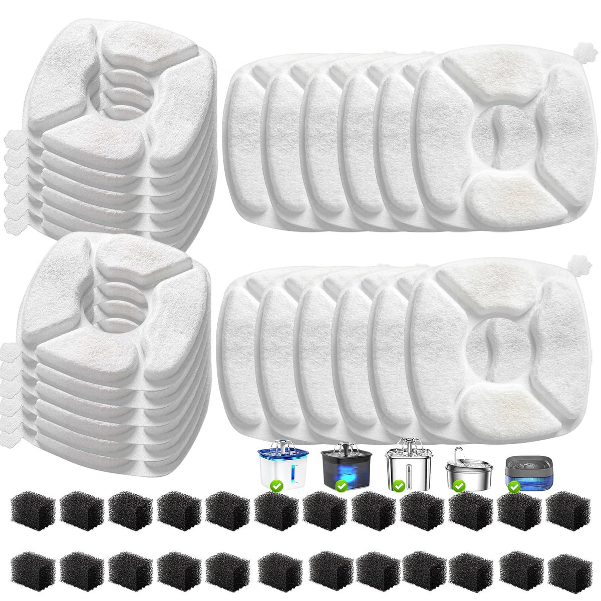 Vanve 48-pcs cat fountain filters and sponges bundle delivers clean water hassle-free.