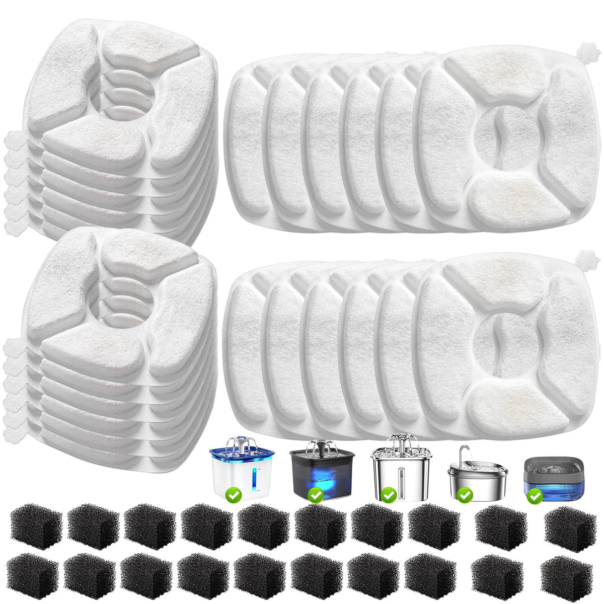 VANVE cat fountain filters kit-assembly demonstrates complete replacement for easy setup.
