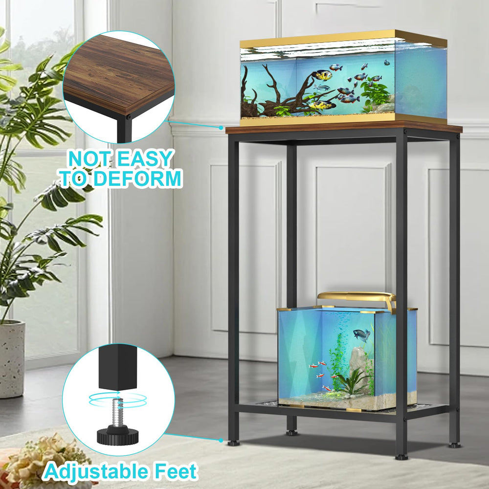 VANVERB 2-tier stand side view highlights space-saving design with adjustable feet