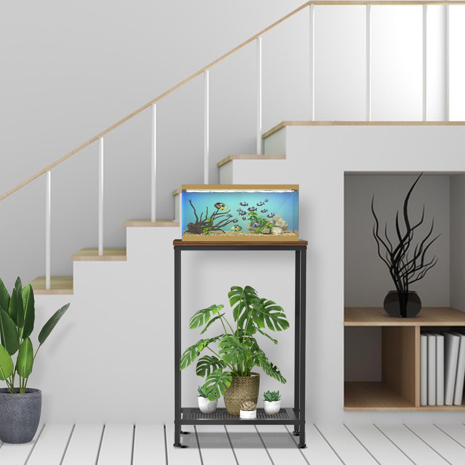 VANVERB stand demonstrates under-tank storage and display for decor items
