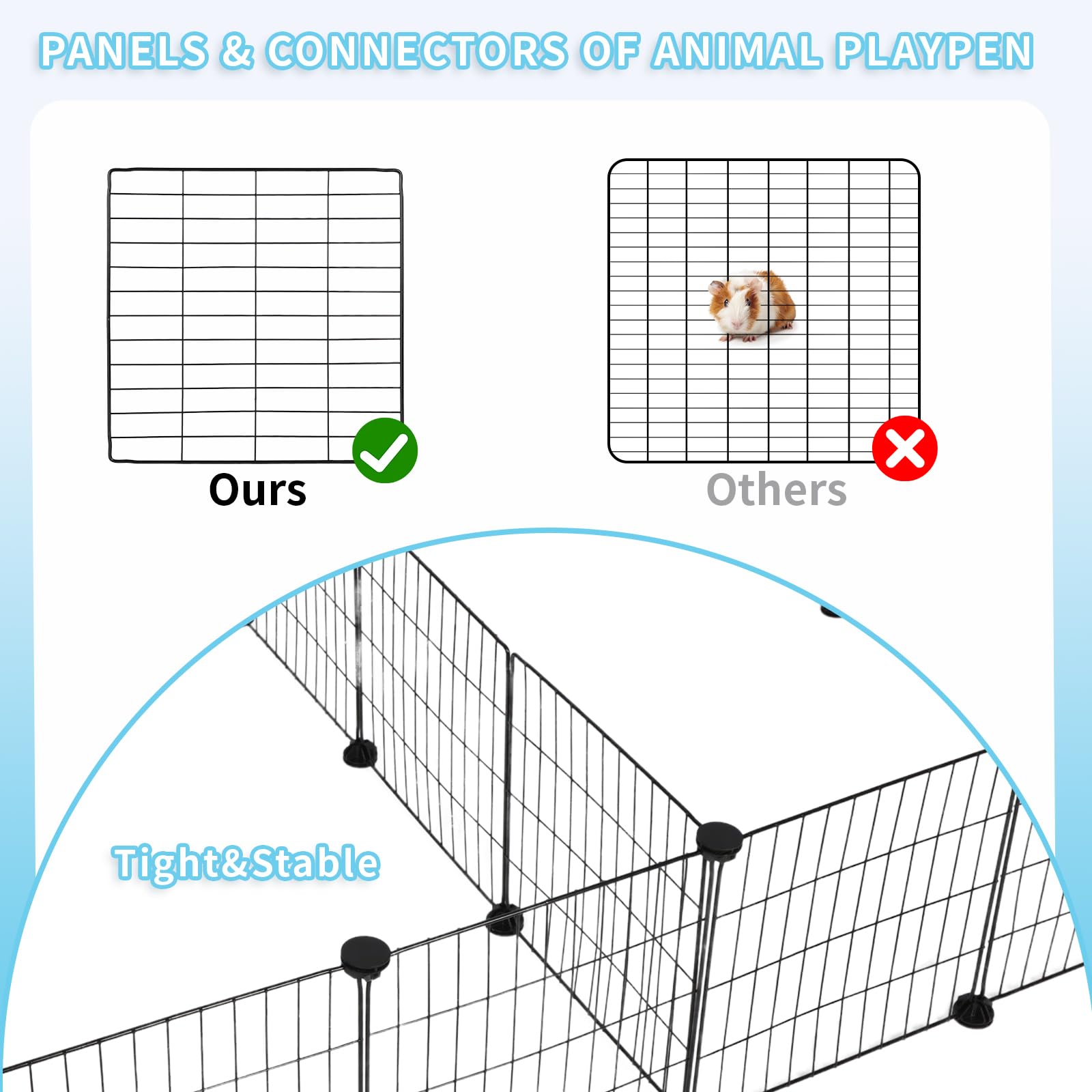 Varrisin 1-inch mesh small-animal safety emphasizes escape-proof spacing for small pets.