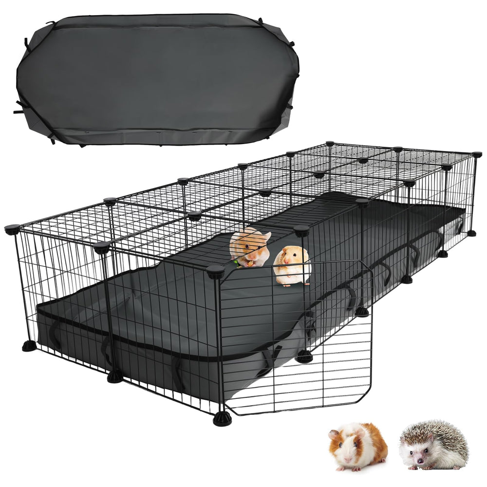 Varrisin 24-panels guinea pigs cage setup shows modular, spacious habitat for multiple pets.