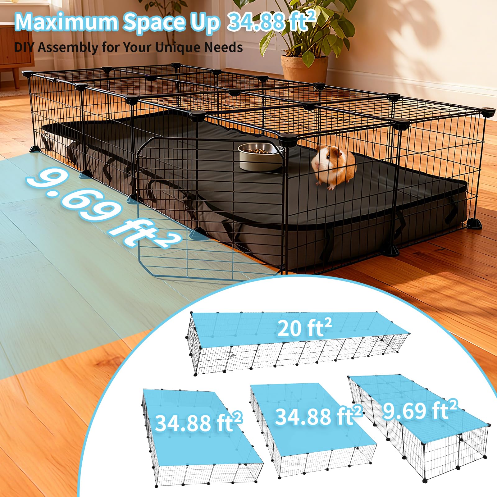 Varrisin guinea pig cage assembly easy-instruction enabling quick setup in about 20 minutes.