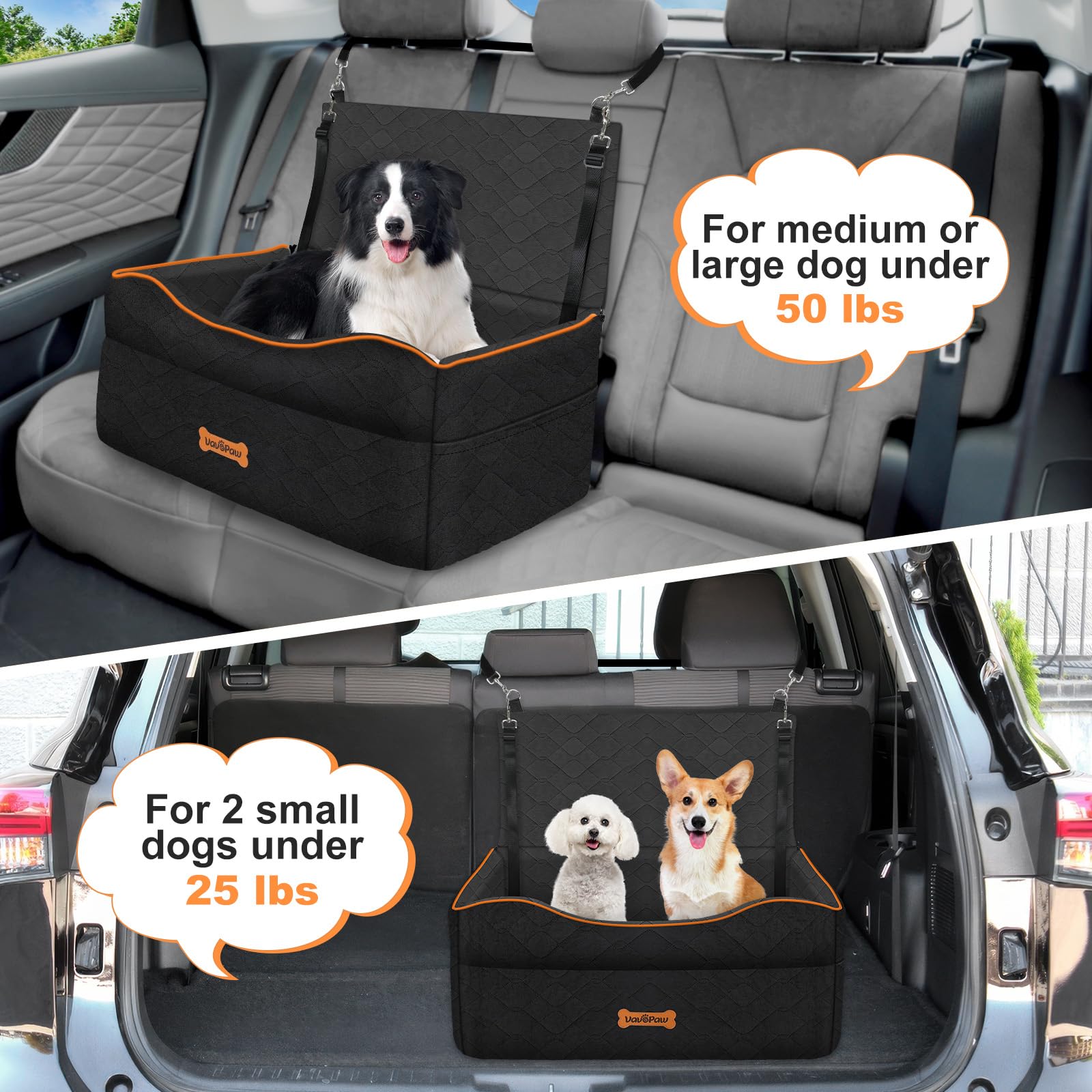 VavoPaw safety fixings and belts ensure secure travel for pets.