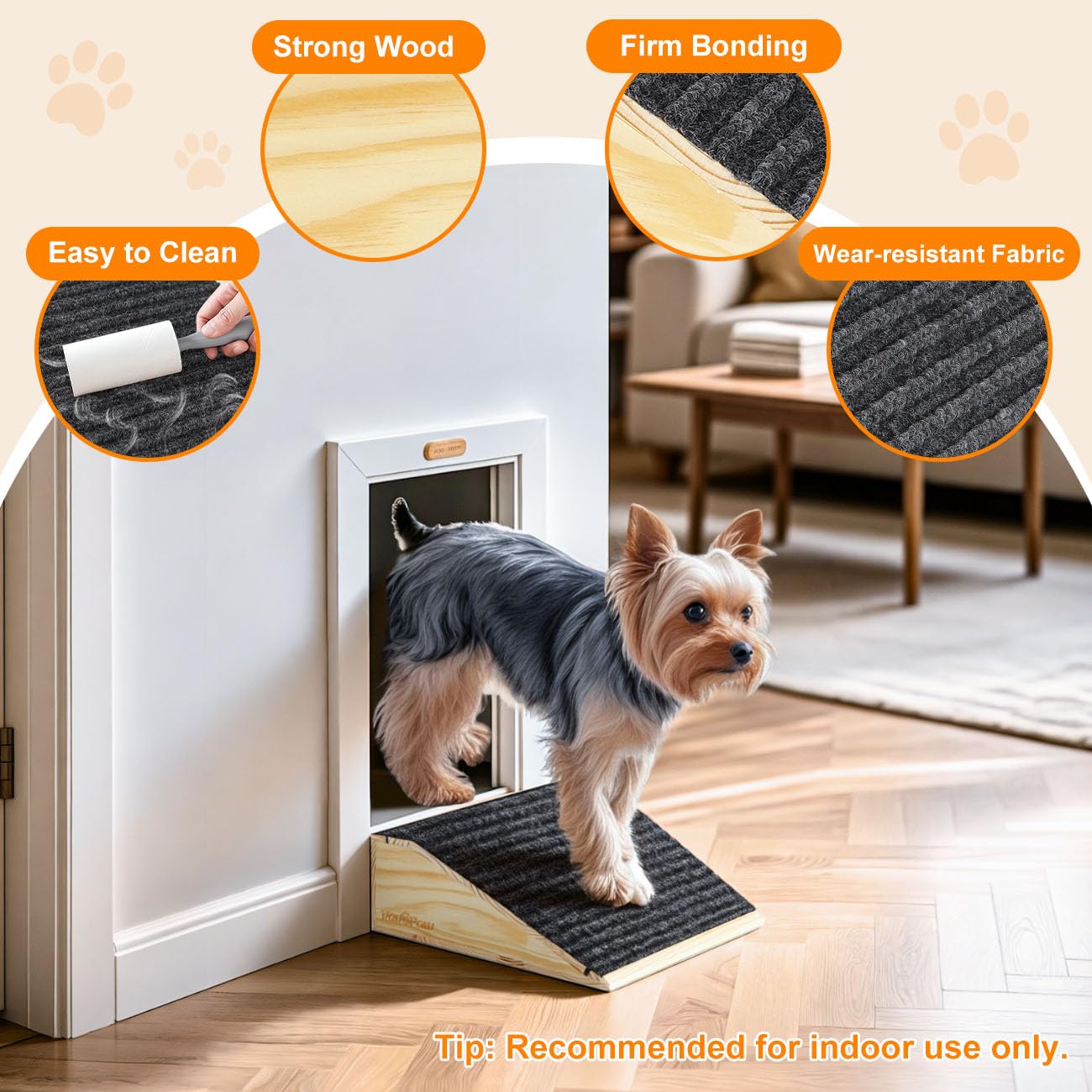 VavoPaw dog ramp measurements show compact size for varied stair widths.