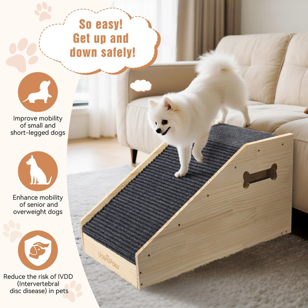 VavoPaw durable wood construction provides reliable support for small dogs.
