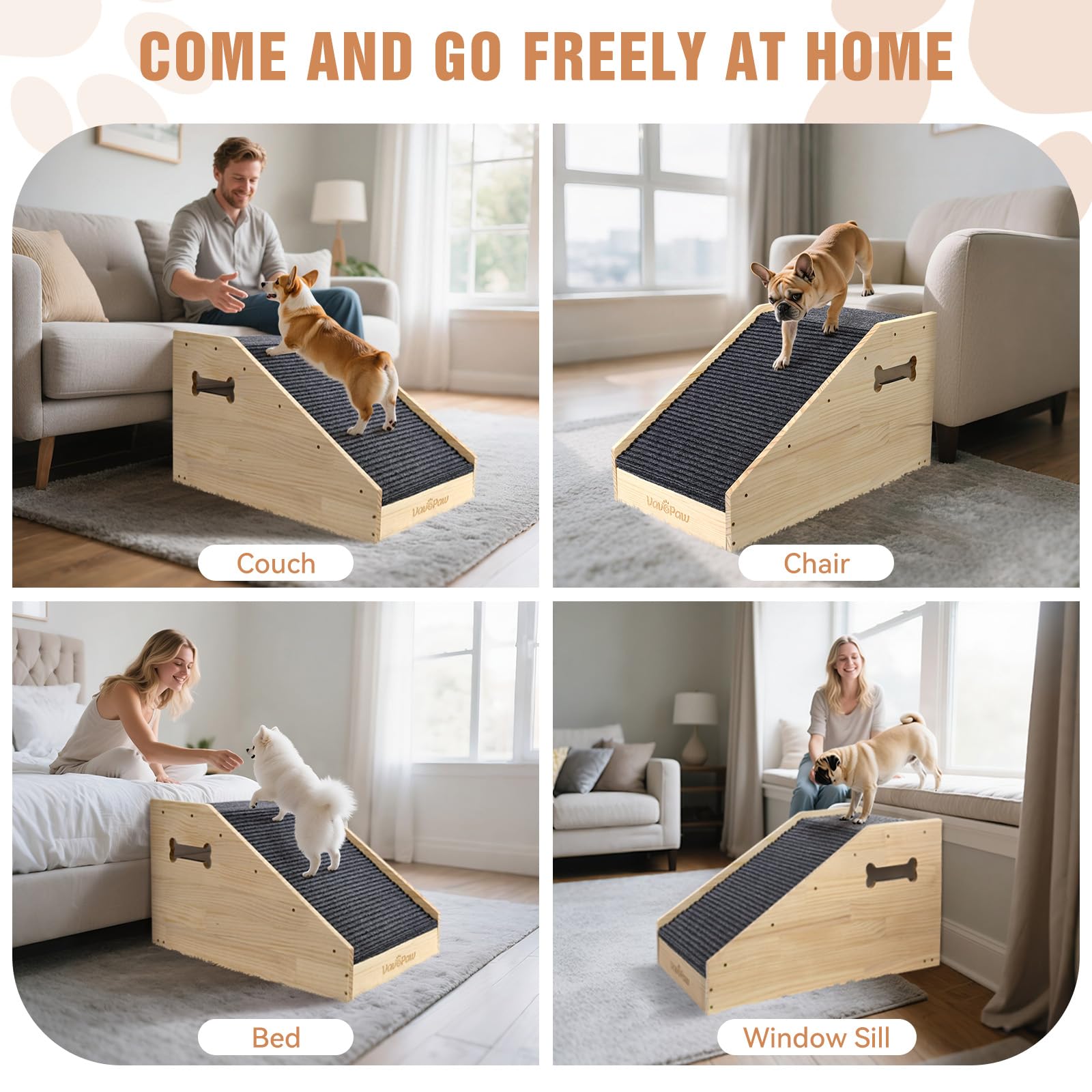 VavoPaw training-with-treats helps pets learn how to use the ramp.