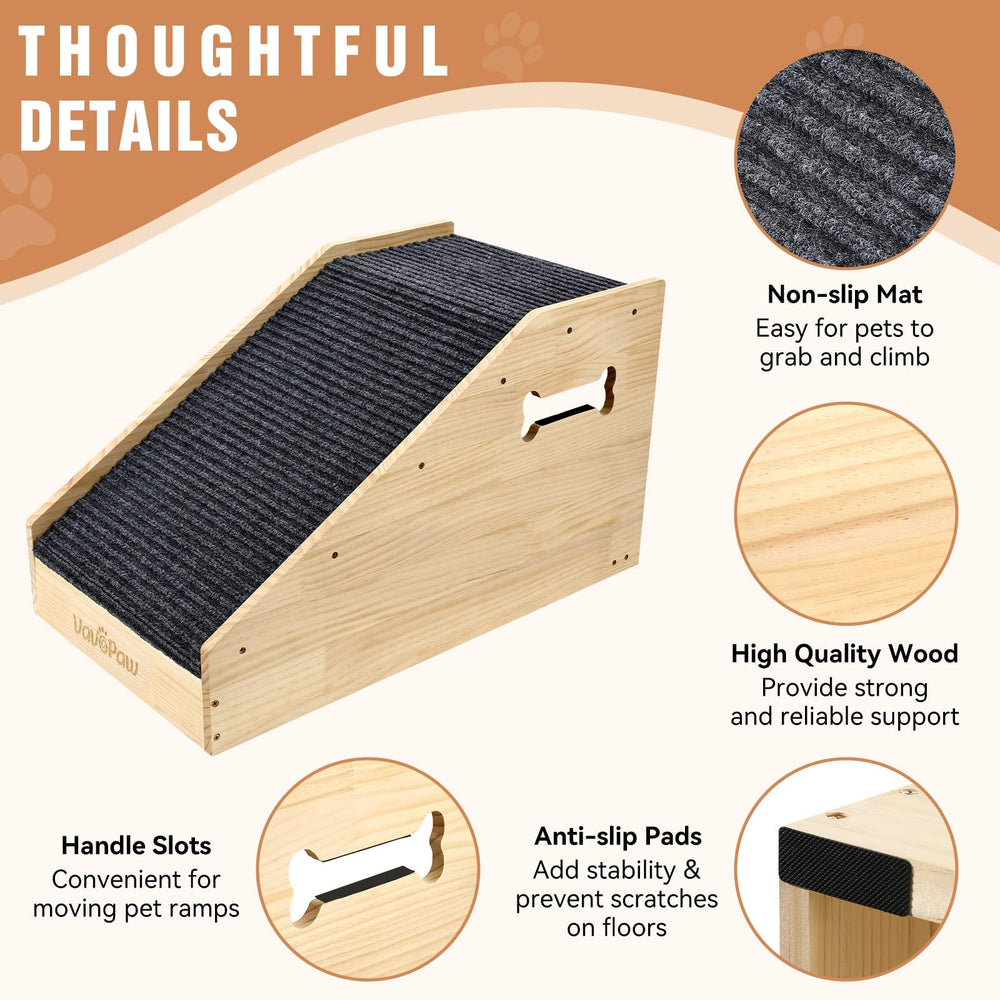 VavoPaw wooden-steps ramp offers durable construction for daily pet stairs.