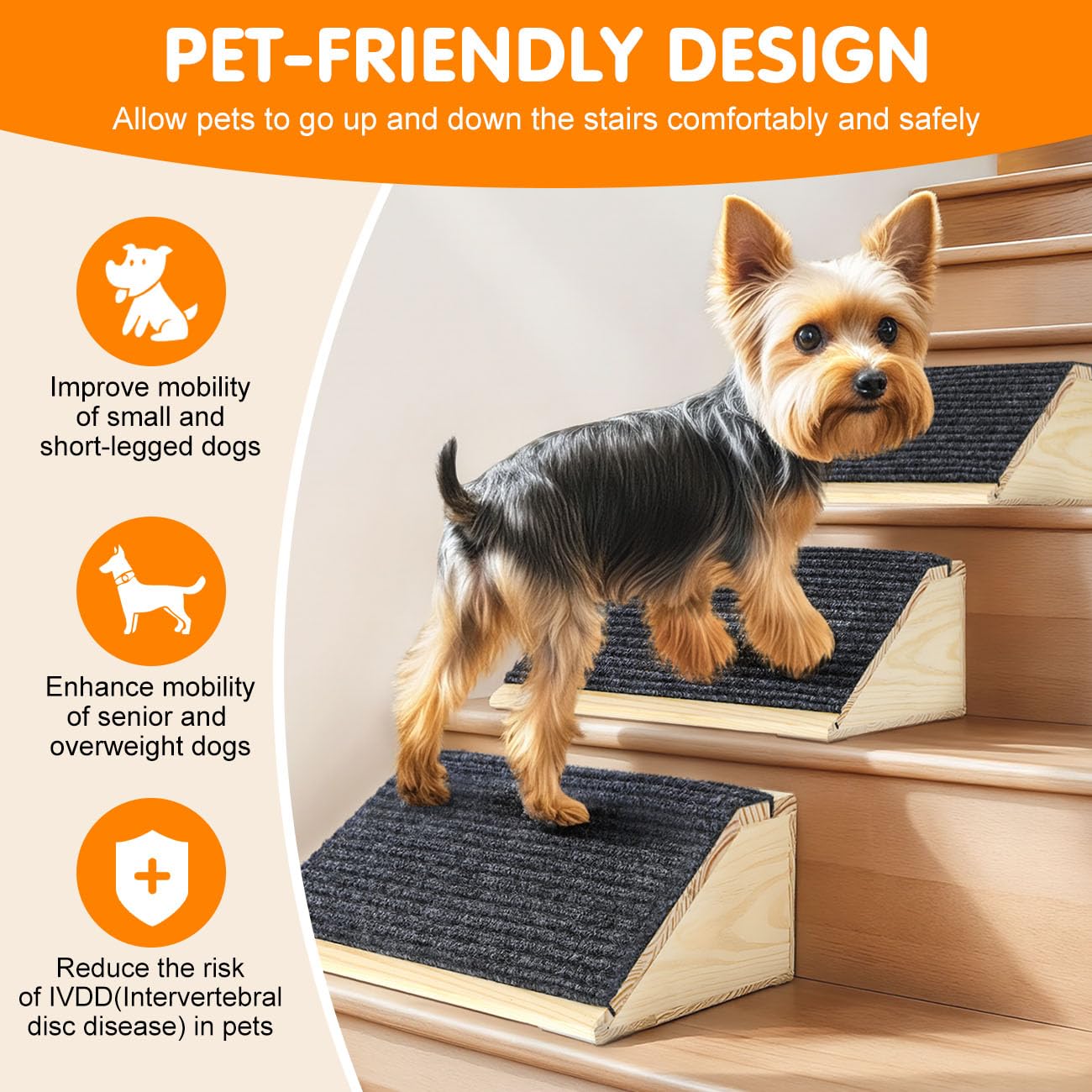 VavoPaw pet steps wood design ready for indoor use.