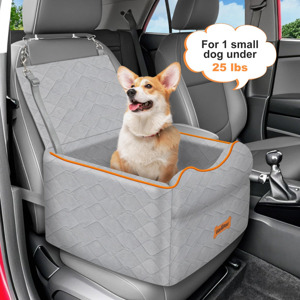VavoPaw Small Dog Car Seat interior pocket view emphasizes toy storage convenience.