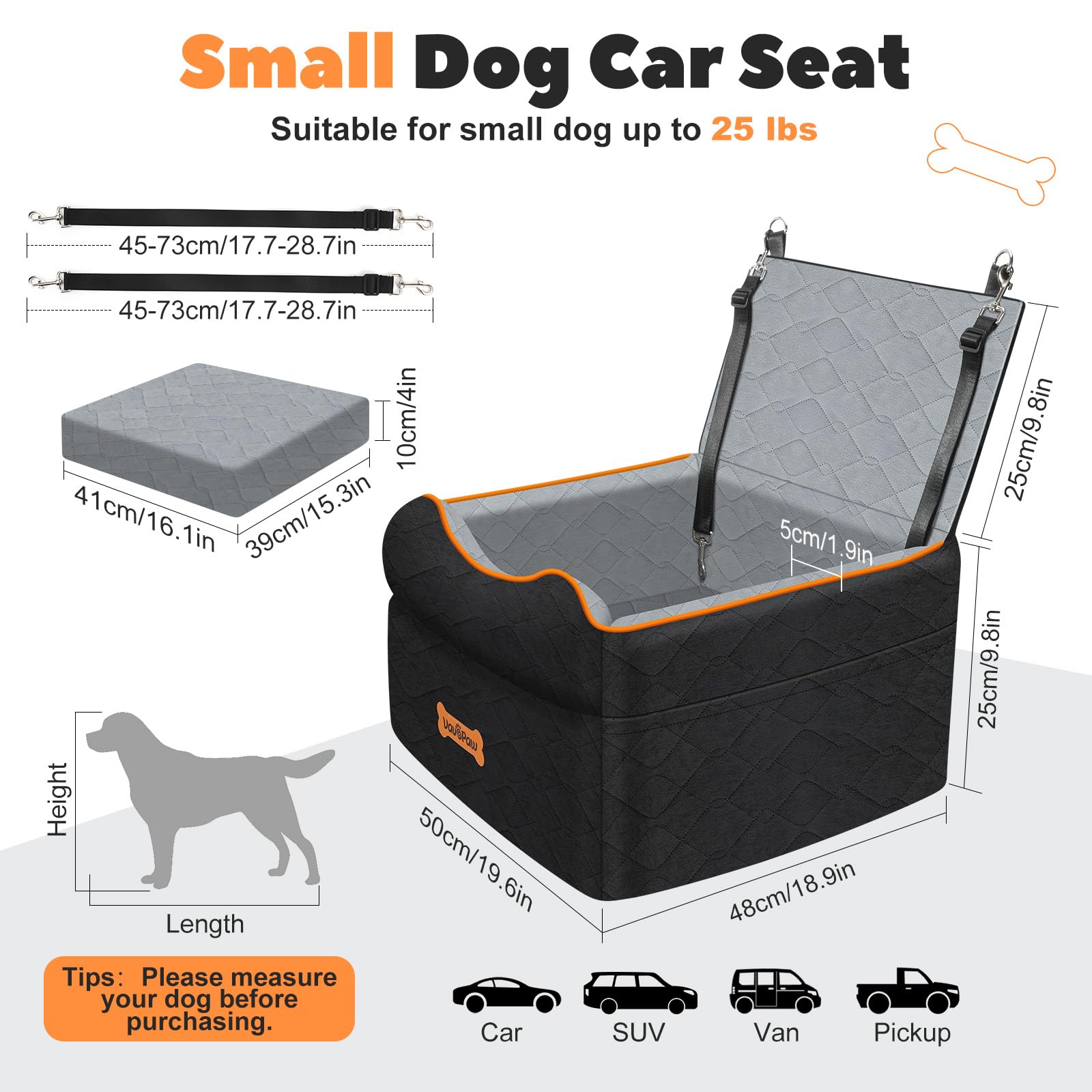 VavoPaw booster seat includes safety leash for secure, calm rides
